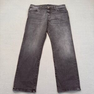 Mavi Zach Straight Leg Jeans Mens 35/30 Faded Black Distressed Denim